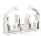 Double clamp for copper piping with clip  and nut M6 (white)