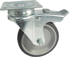 Synthetic Rubber Tyre Swivel Plate Braked Castors